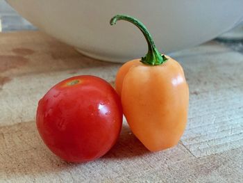 Close-up of tomatoes on table