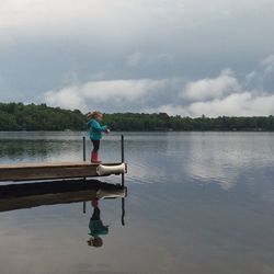 Scenic view of lake against sky