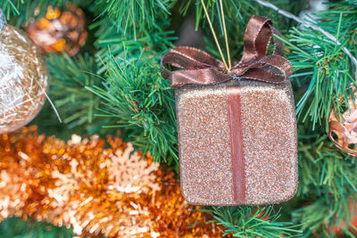 Close-up of christmas decoration on tree