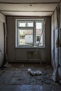 Ruined old room in the abandoned soviet building