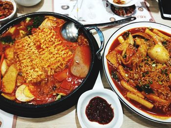 High angle view of meal served in plate