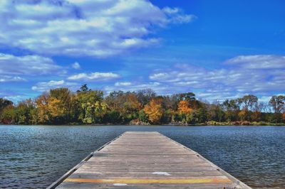 View of lake against cloudy sky