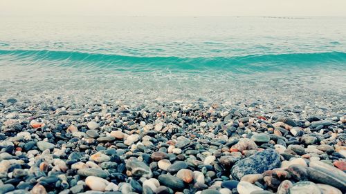 Surface level of waters edge at pebble beach