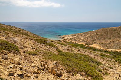 Scenic view at peninsula prasonisi on rhodes island, greece