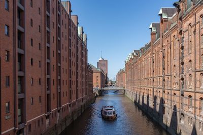 Canal amidst buildings against sky in city