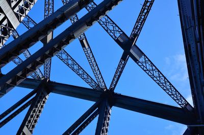 Low angle view of built structure against clear blue sky