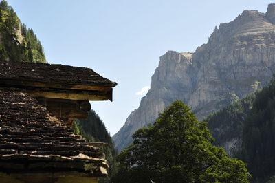 View of temple against mountain