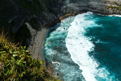 High angle view of beach and sea