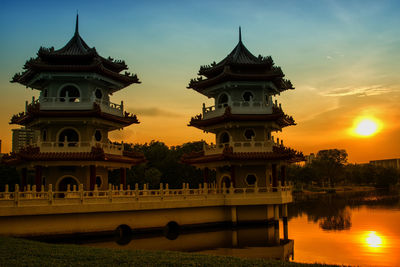 View of historical building against sky during sunset