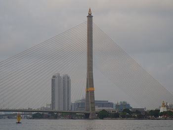 View of bridge with city in background