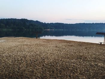 Scenic view of lake against clear sky