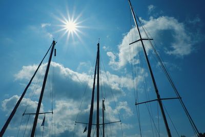 Low angle view of sailboat against sky