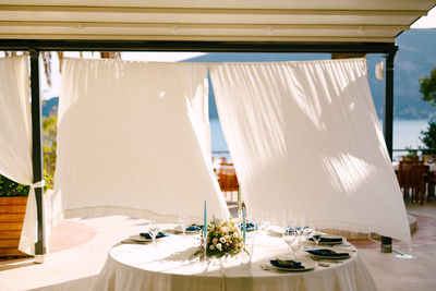 Panoramic shot of people on table