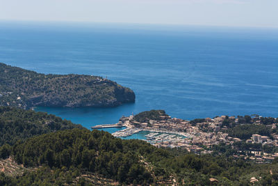 High angle view of sea against sky