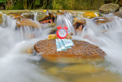 Water flowing through rocks