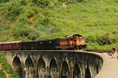 Train on railway bridge