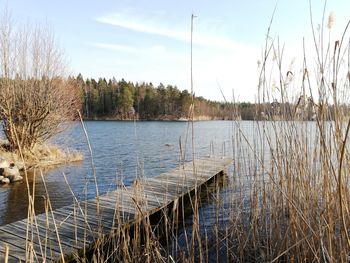 Scenic view of lake against sky