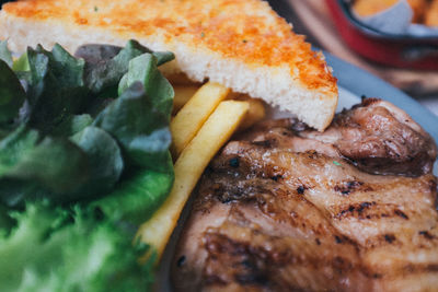 Close-up of food served in plate