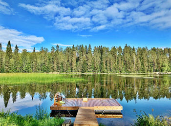 Scenic view of lake against sky