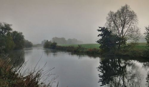Scenic view of lake against sky