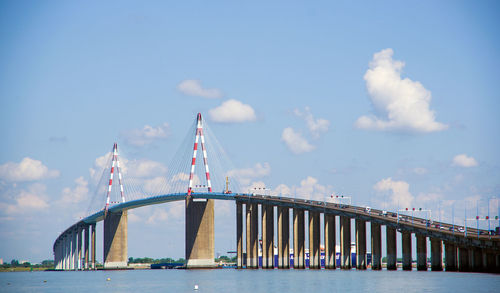 Low angle view of suspension bridge