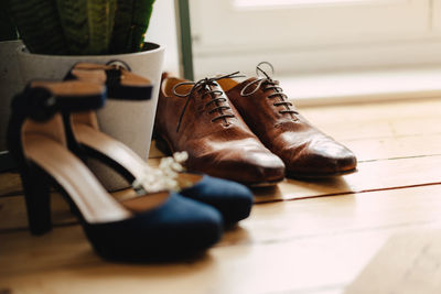 Close-up of shoes on floor