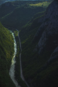 High angle view of river along road