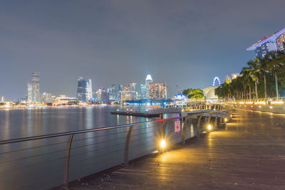 Illuminated buildings at waterfront