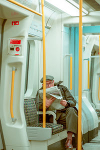 Man sitting in train