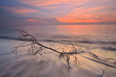 Scenic view of sea against sky at sunset