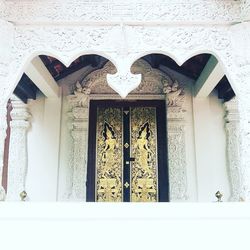 Close-up of window on door