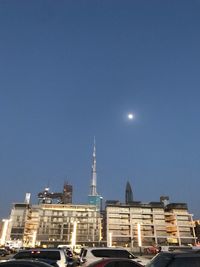 Low angle view of buildings at night