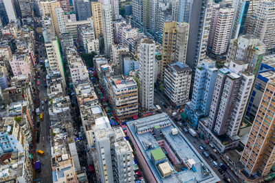 Aerial view of modern buildings in city