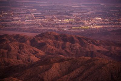 High angle view of dramatic landscape