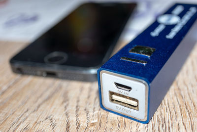 Close-up of laptop on table