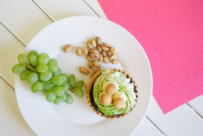 High angle view of food in plate on table