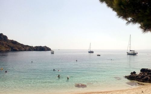 Scenic view of sea against clear sky