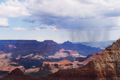 Scenic view of rocky mountains against cloudy sky at grand canyon national park