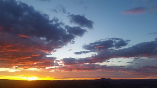 Scenic view of dramatic sky during sunset