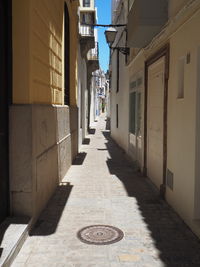 Narrow alley amidst buildings in city