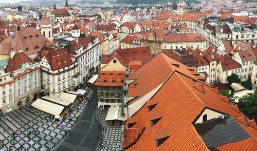 High angle view of buildings