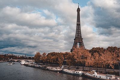 View of tower against cloudy sky