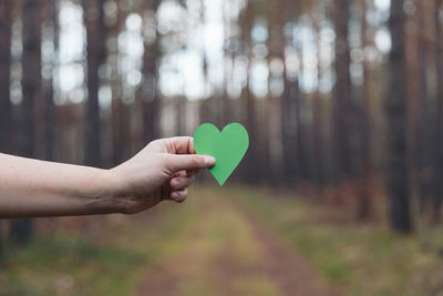 Cropped hand holding heart shape