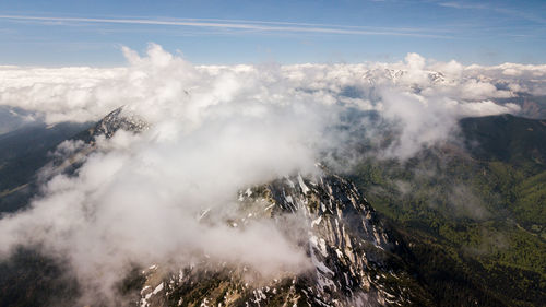 Aerial view of mountain against sky