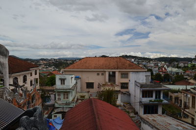 High angle view of townscape against sky