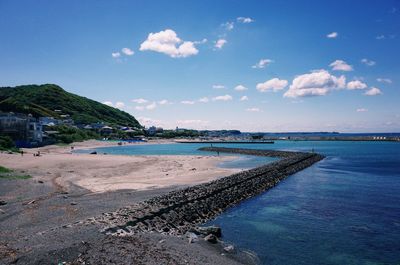 Scenic view of beach against sky