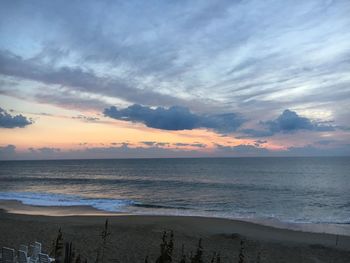 Scenic view of sea against sky during sunset