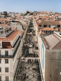 High angle view of buildings in city