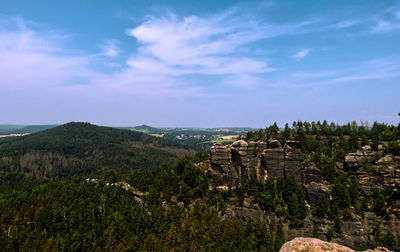 Panoramic view of landscape against cloudy sky