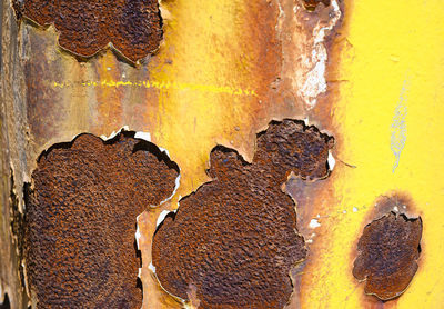 Full frame shot of rusty metal on wall